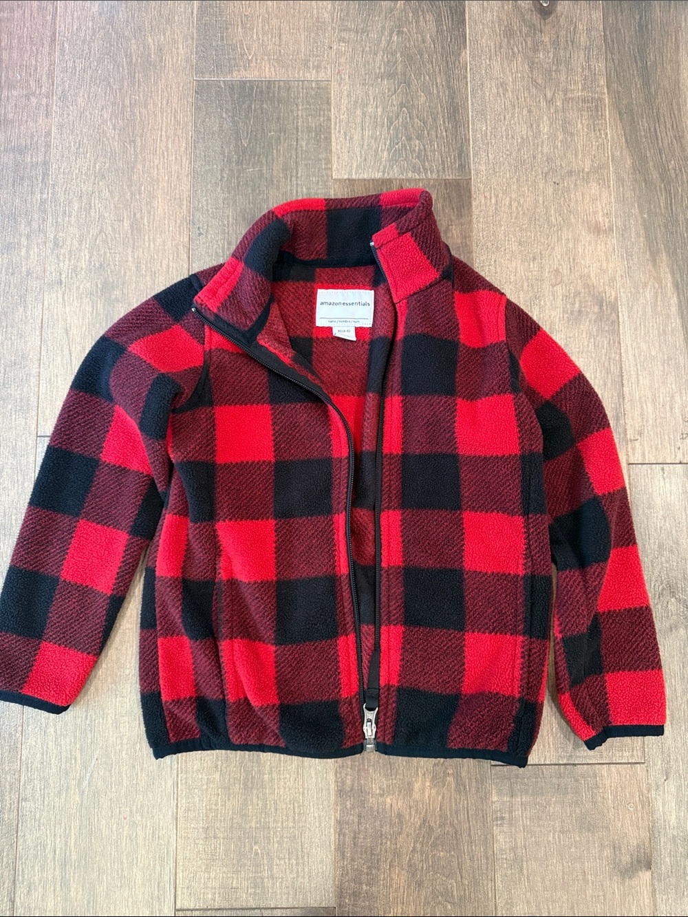 kids fleece jacket in classic buffalo plaid (black and red)